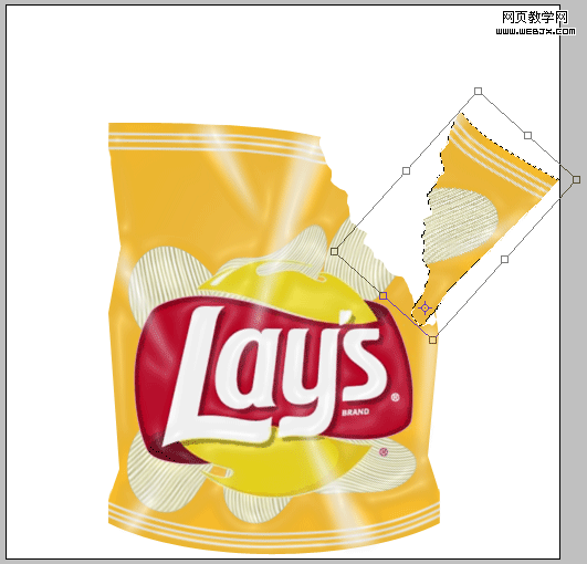 photoshop繪制撕開口的樂事美味薯片塑料包裝_網頁設計