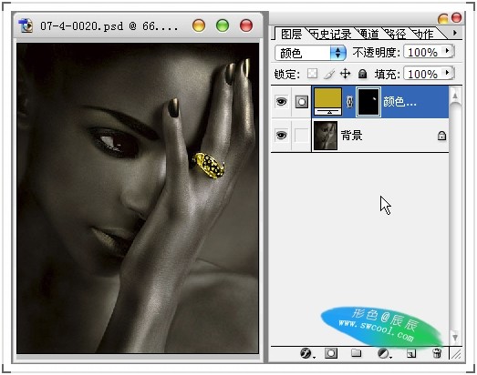 photoshop制作黃金首飾模特廣告色調