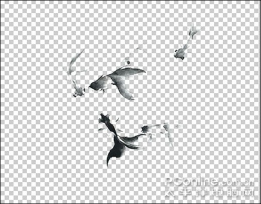 ps畫筆工具繪云彩、小魚、荷葉、荷花