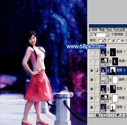 photoshop把風景照變斑斕藍色星光特效