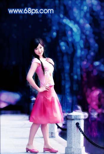 photoshop把風景照變斑斕藍色星光特效