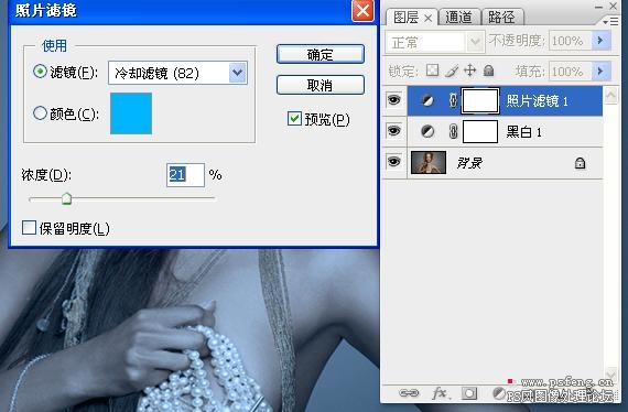 photoshop教程:暗紫色調冷艷美女
