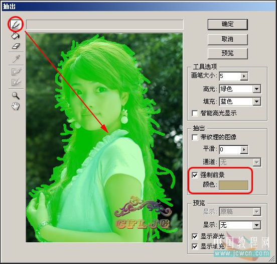 photoshop抽出濾鏡摳出mm細小的發絲
