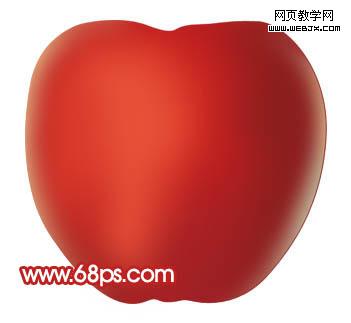 ps鼠繪高光質感帶綠葉子的紅蘋果_webjx.com
