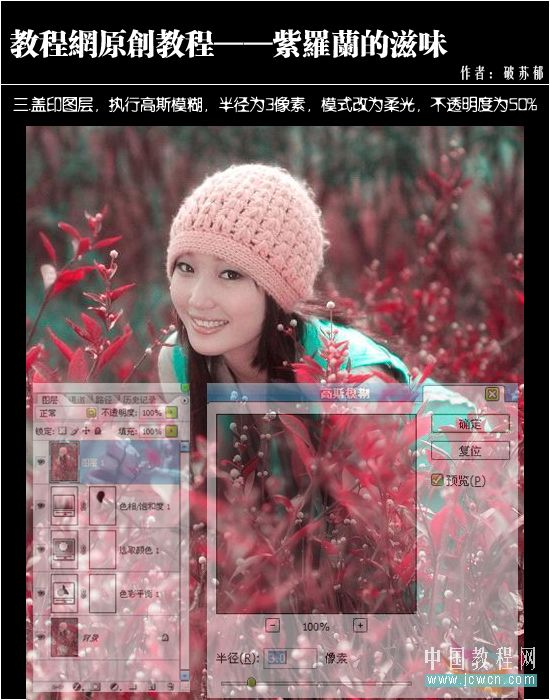photoshop教程：紫羅蘭映襯的美女