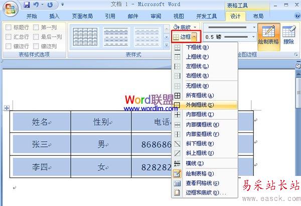 選擇你需要制作成雙線的區域