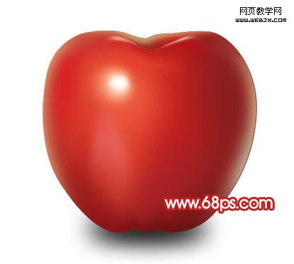 ps鼠繪高光質感帶綠葉子的紅蘋果_webjx.com