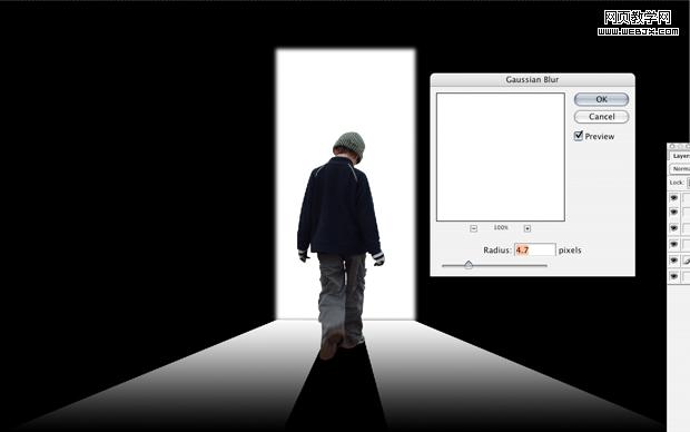ps合成教程:走進神秘發光之門的男孩-webjx.com