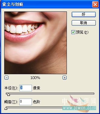 photoshop蒙塵與劃痕濾鏡做照片美白_網頁設計webjx.com轉載