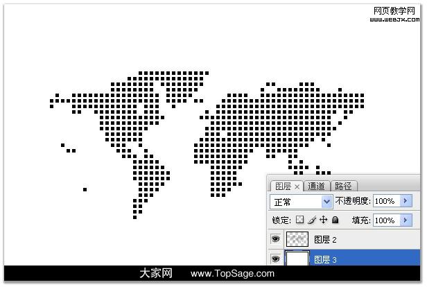 ps教程:制作漂亮的數碼點陣構成的世界地圖_webjx.com