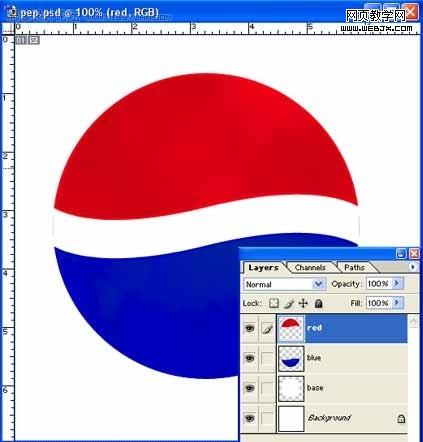 photoshop制作百事可樂logo標志-www.webjx.com