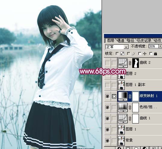 photoshop教程：紫紅色調學生妹妹_webjx.com
