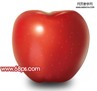 ps鼠繪高光質感帶綠葉子的紅蘋果_webjx.com