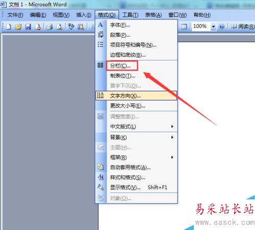 Word 2003如何分欄設置