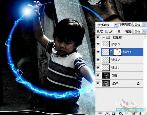 ps照片：小孩玩超能力電光能量球