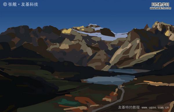 ps+友基繪影ⅱpf8080繪制山水風景圖片_網頁設計