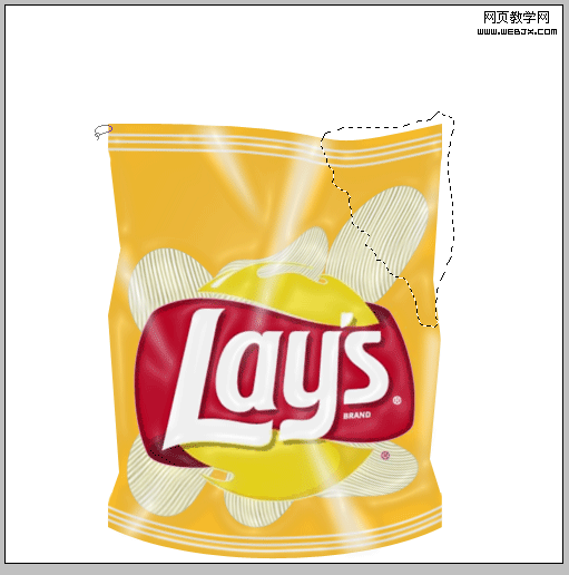 photoshop繪制撕開口的樂事美味薯片塑料包裝_網頁設計