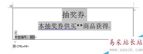 Word中如何設計自動編號的抽獎券