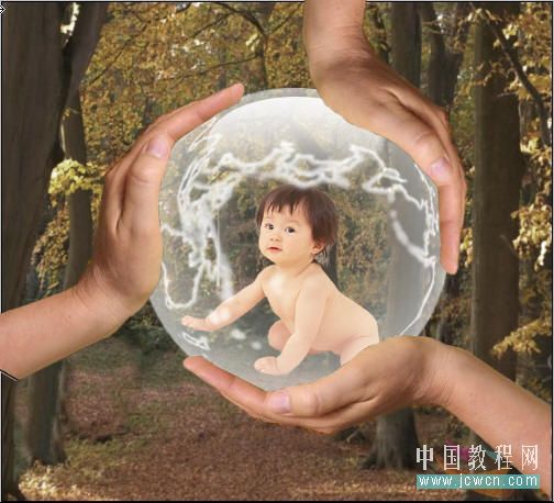 photoshop創意:人物素材合成到水晶地球