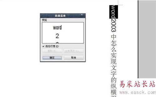 word2003中怎么實現文字的縱橫混排？