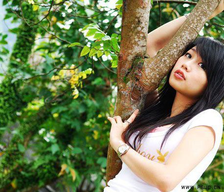 photoshop簡單為美女風景照變換景色