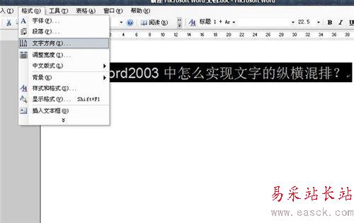 word2003中怎么實現文字的縱橫混排？