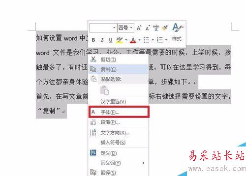 如何設置word中文和西文字體