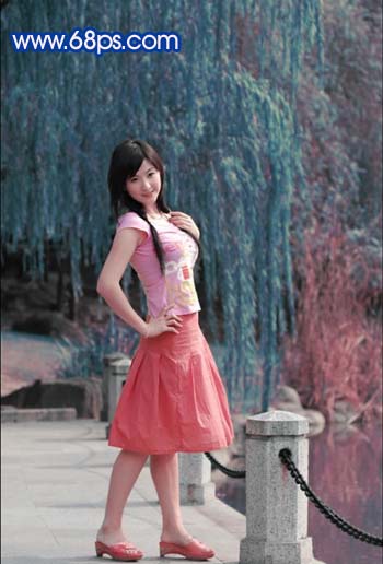 photoshop把風景照變斑斕藍色星光特效