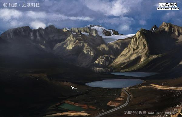 ps+友基繪影ⅱpf8080繪制山水風景圖片_網頁設計