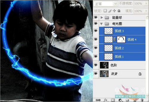 ps照片：小孩玩超能力電光能量球