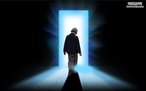 ps合成教程:走進神秘發光之門的男孩-webjx.com