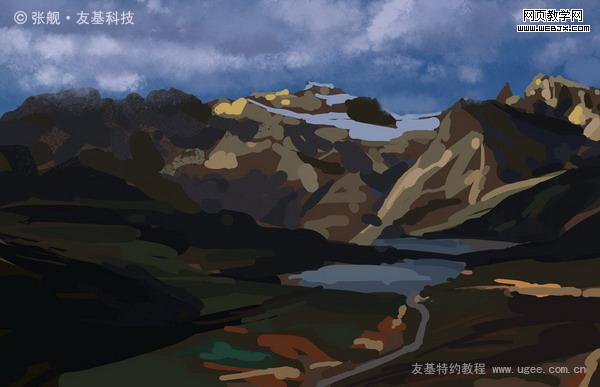 ps+友基繪影ⅱpf8080繪制山水風景圖片_網頁設計