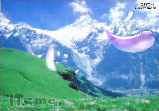 photoshop照片合成教程:夢幻雪山-網頁設計