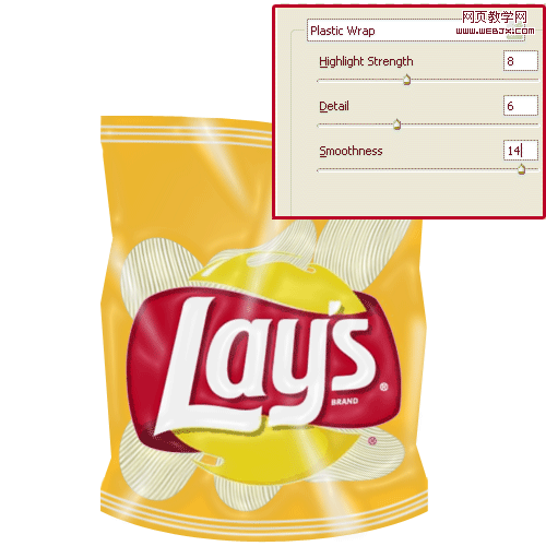 photoshop繪制撕開口的樂事美味薯片塑料包裝_網頁設計