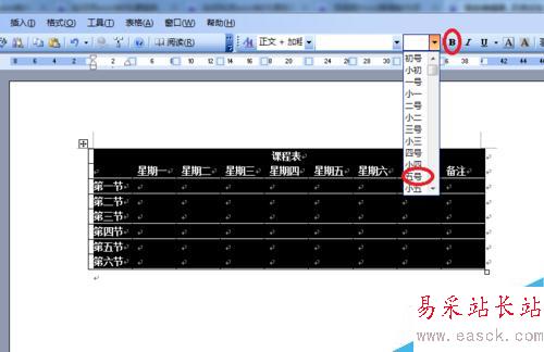 word制作課程表