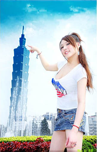 ps照片教程：美女照片的藍色天空