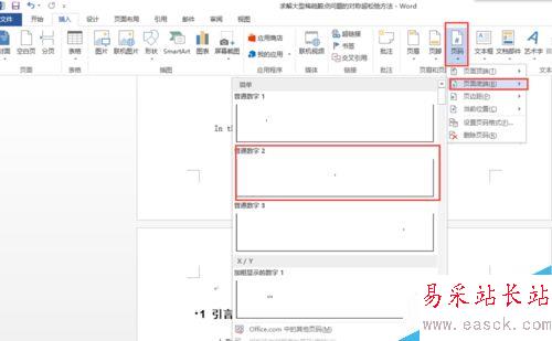 Word 中怎樣插入不同類型的頁腳