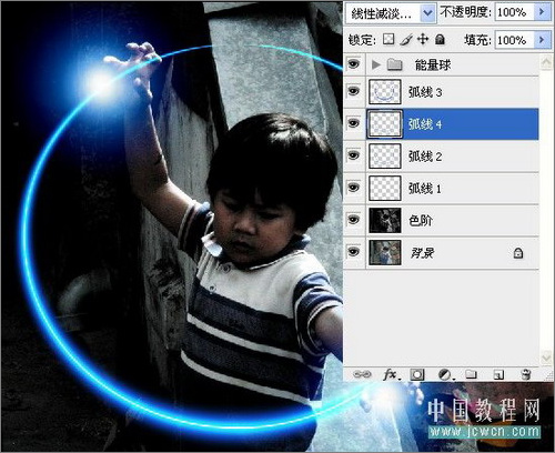 ps照片：小孩玩超能力電光能量球