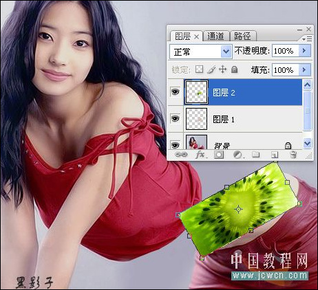 photoshop圖片切割合成獼猴桃美女