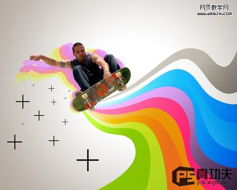 photoshop制作一幅滑板海報