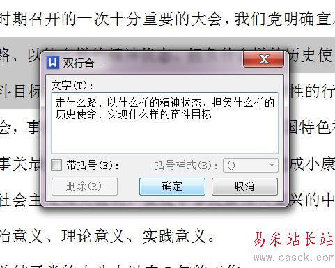 word雙行合一的設置方法