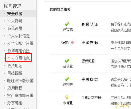 個人交易信息