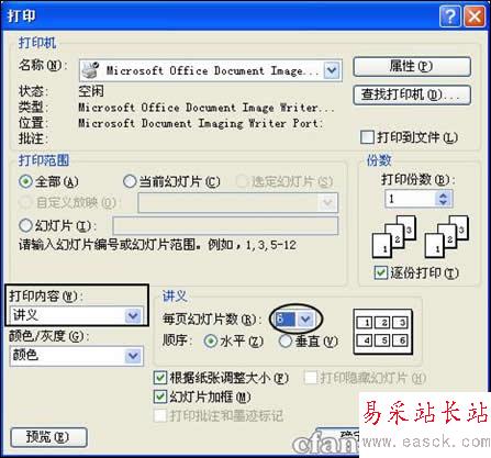 一張紙微縮打印多個PowerPoint內容