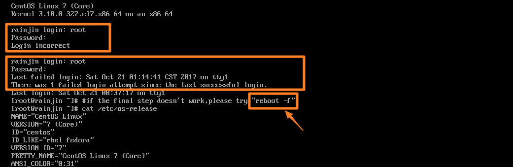 CentOS7.2,root密碼,重置