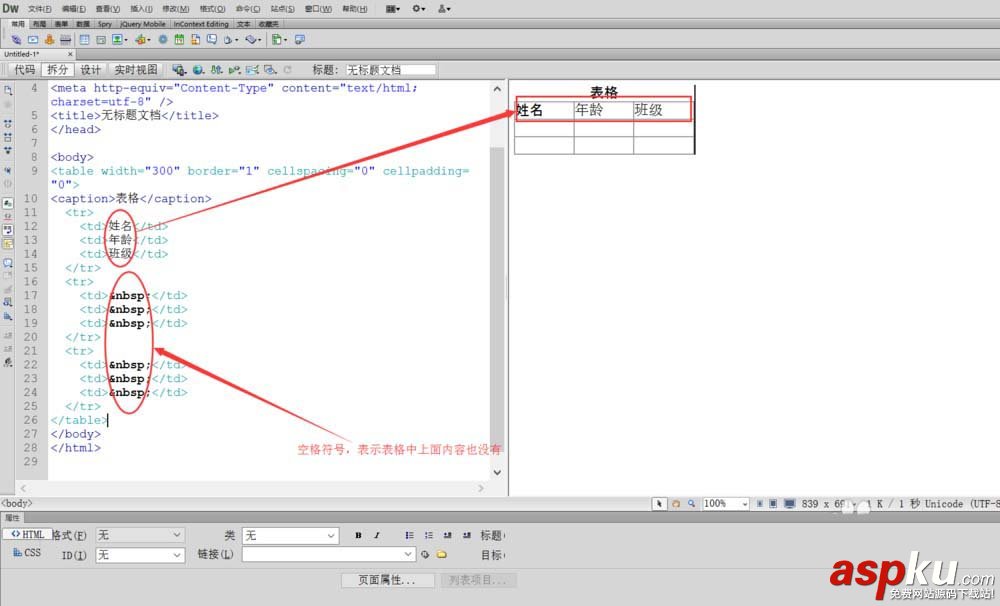 Dreamweaver,表格,代碼