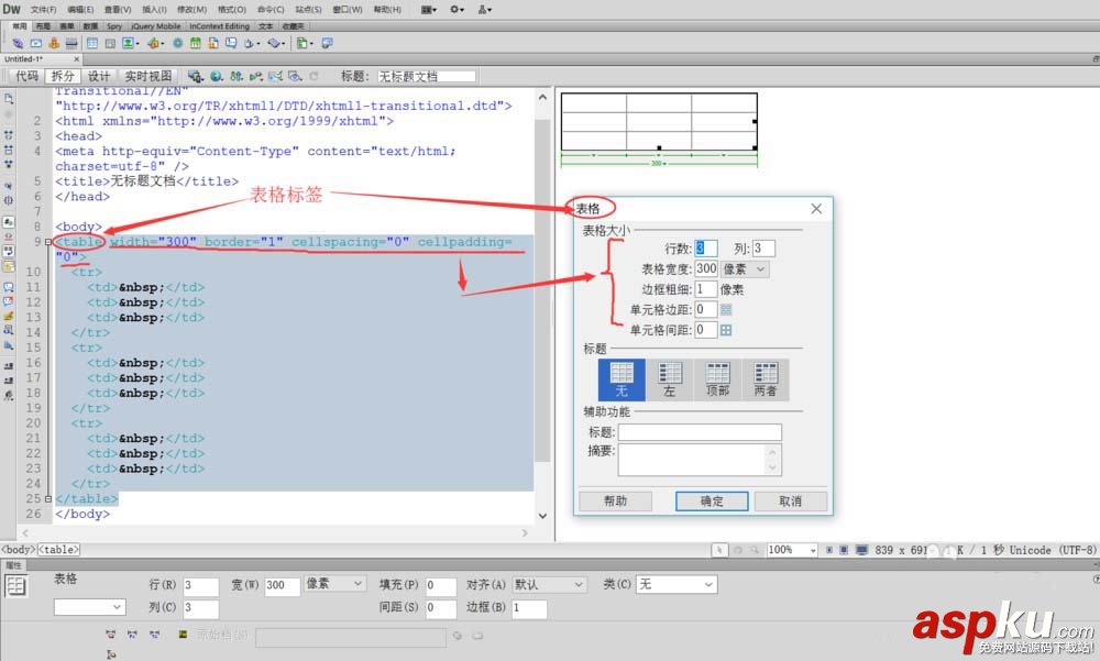 Dreamweaver,表格,代碼