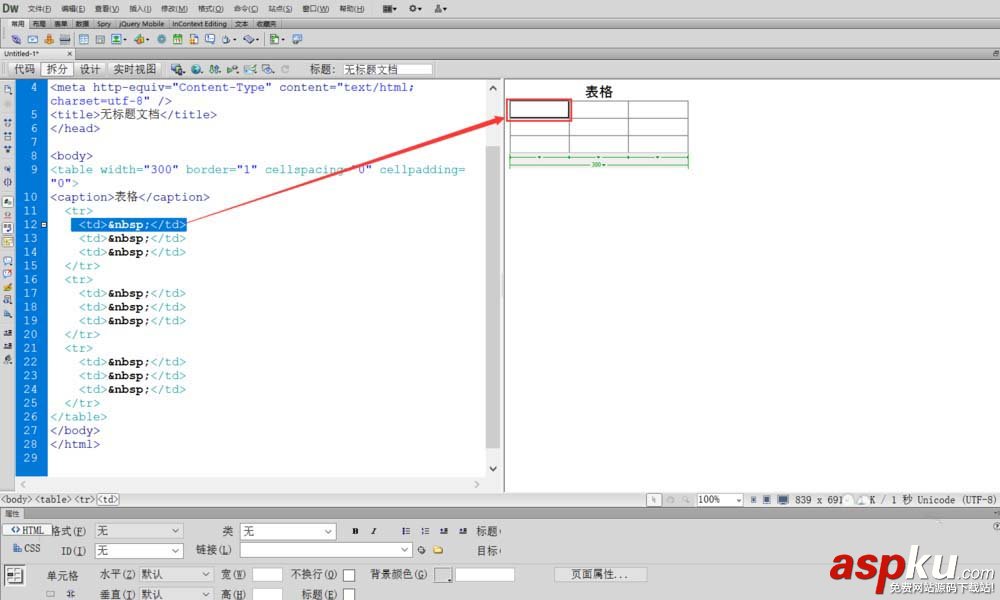 Dreamweaver,表格,代碼