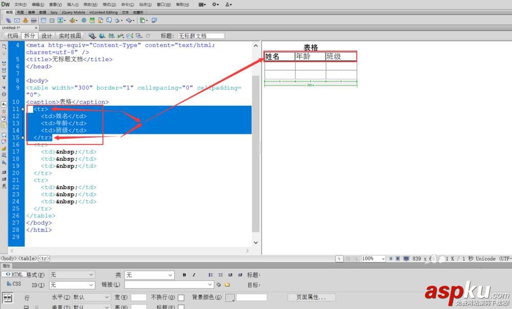 Dreamweaver,表格,代碼