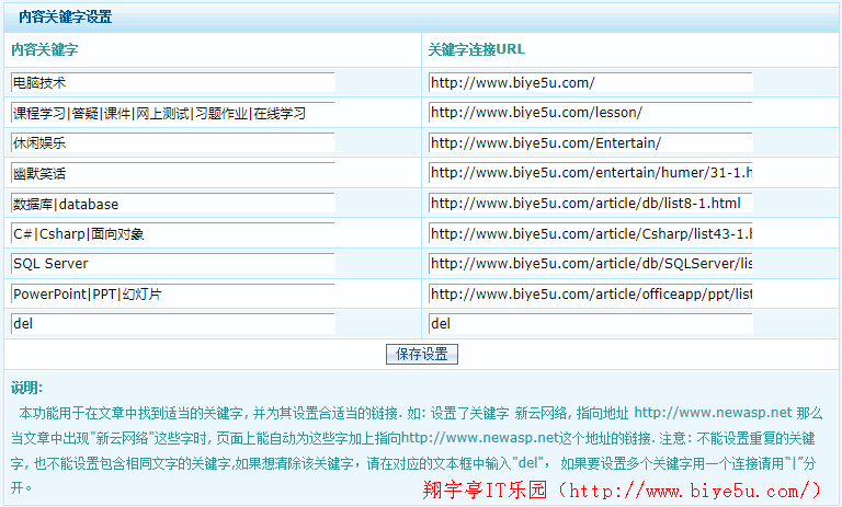 新云CMS設置網站內容關鍵字