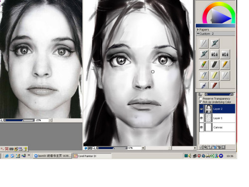 用painter9臨摹照片繪人像素描